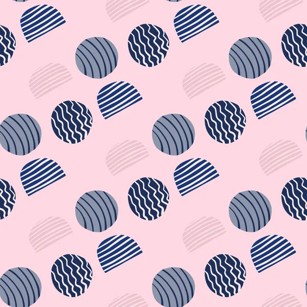 Karalama çemberleri olan soyut, kusursuz desenler. Hafif ışık arka planında lacivert elementler. Duvar kağıdı, tekstil, ambalaj kağıdı, kumaş baskısı için harika. Vektör illüstrasyonu.