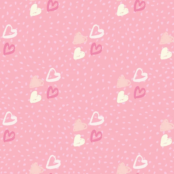 Елемент Валентинного Серця Безшовний Візерунок Рожевий Фон Крапками Люблю Білий — стоковий вектор