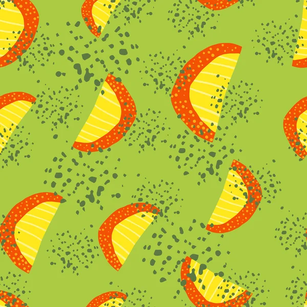 Random Summer Seamless Pattern Fruit Slices Silhouettes Yellow Red Color — Stock Vector