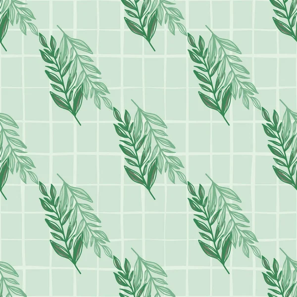 Einfaches Botanisches Nahtloses Muster Mit Laubblättern Grün Konturiertes Ornament Auf — Stockvektor