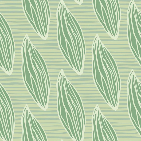Feuilles Vert Pastel Motif Sans Couture Dessiné Main Décoration Stylisée — Image vectorielle