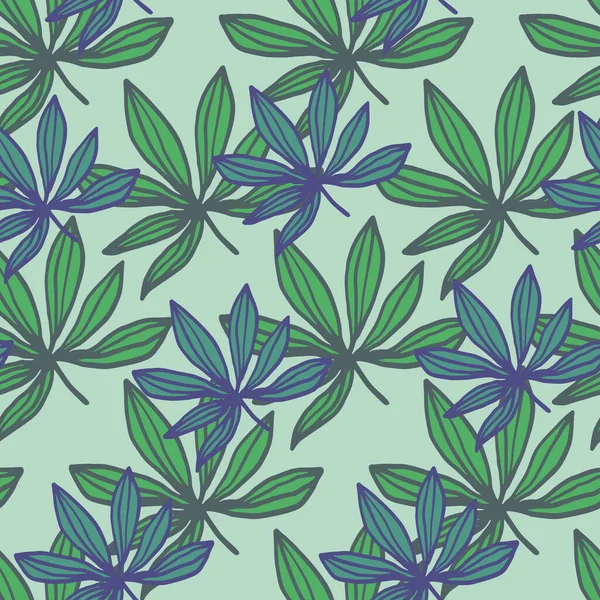 Zufälliges Nahtloses Arzneimittelblatt Muster Cannabisblätter Grünen Und Blauen Farben Mit — Stockvektor