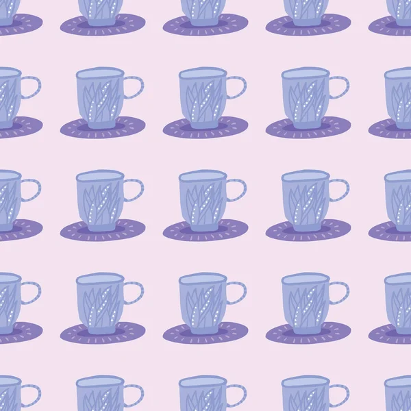 Bitkisel Çay Fincanı Siluetleriyle Basit Pürüzsüz Bir Desen Açık Pembe — Stok Vektör