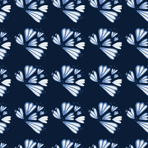 Patrón Sin Costuras Con Formas Flores Contorneadas Azules Fondo Marino — Vector de stock