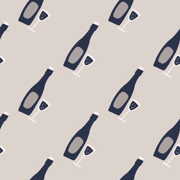 Modèle Éléments Vin Doodle Sans Couture Pâle Fond Gris Avec — Image vectorielle