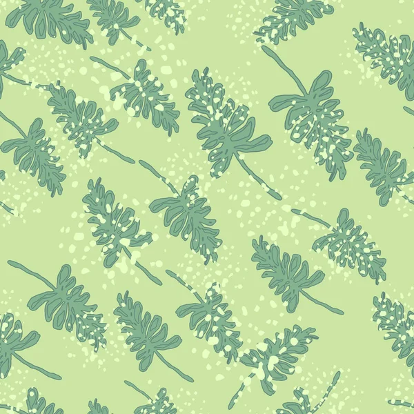 Zufällige Blätter Abstrakte Ornamente Nahtlose Muster Grüne Silhouetten Auf Hellem — Stockvektor