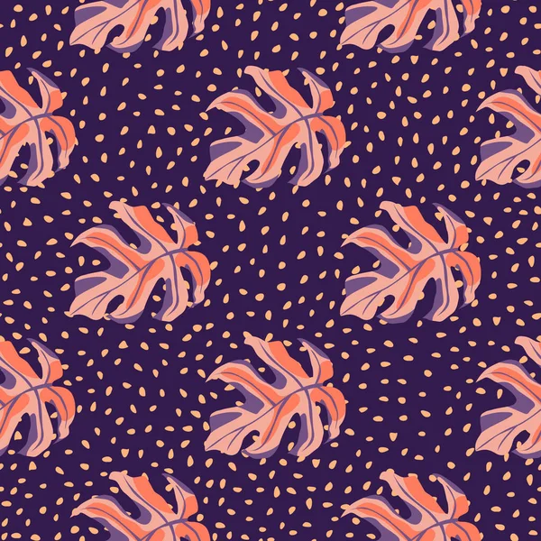 Patrón Trópico Sin Costuras Brillante Con Siluetas Monstera Fondo Púrpura — Archivo Imágenes Vectoriales