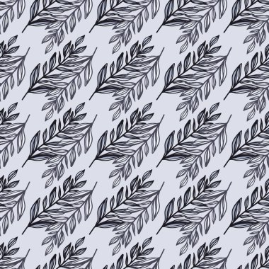 Botanik dalları şeklinde basit, dikişsiz bir kış deseni. Donanma donanımlı hafif bir arka plan. Duvar kağıdı, tekstil, ambalaj kağıdı, kumaş baskısı için mükemmel. Vektör illüstrasyonu.