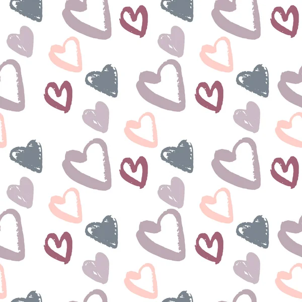 Padrão Coração Sem Costura Isolado Com Fundo Branco Valentine Doodle — Vetor de Stock