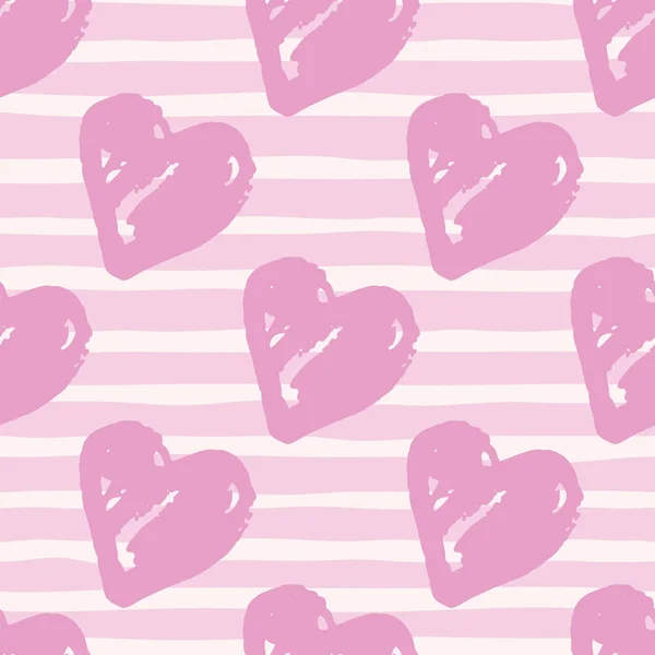 愛は心でシームレスなパターンを飾る 白を基調とした柔らかいピンク色のバレンタインフィギュア テキスタイル 包装紙 ファブリックプリントに最適です ベクターイラスト — ストックベクタ