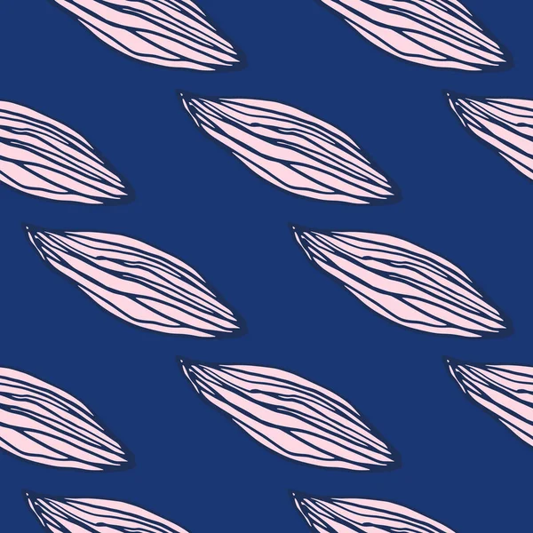 Pinkfarbene Blätter Abstrakte Silhouetten Nahtlose Muster Marineblauer Hintergrund Mit Diagonalem — Stockvektor