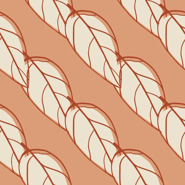 灰色の輪郭を持つシームレスなパターンは抽象的な形を残します ライトパステルサンゴの背景 ミニマルなスタイル テキスタイル 包装紙 ファブリックプリント用に設計されています ベクターイラスト — ストックベクタ