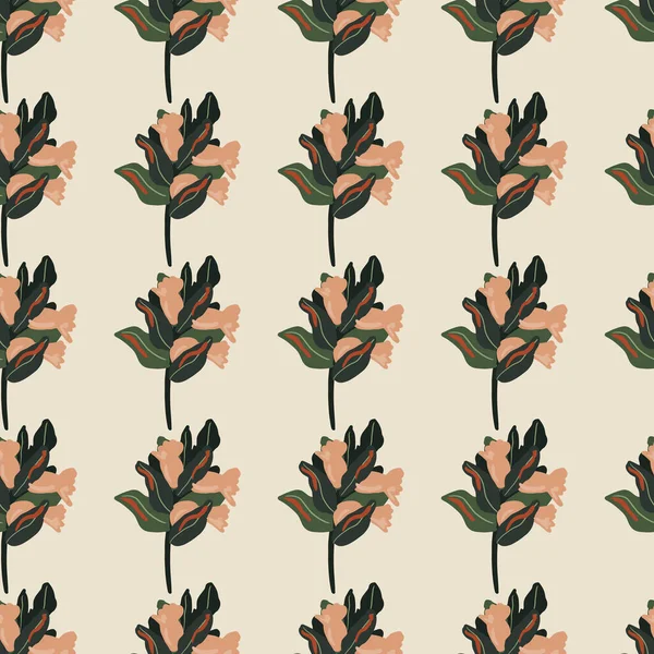 Бесшовные Каракули Простые Ветви Рисунком Ягод Бледно Розовый Зеленый Ботанический — стоковый вектор