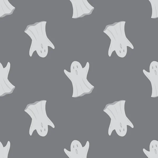 Modello Senza Cuciture Halloween Con Silhouette Semplici Fantasmi Luce Ornamento — Vettoriale Stock