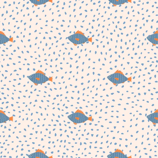 Vlue Malé Ryby Minimalistický Bezešvé Vzor Akvarel Lehce Tečkovaným Pozadím — Stockový vektor