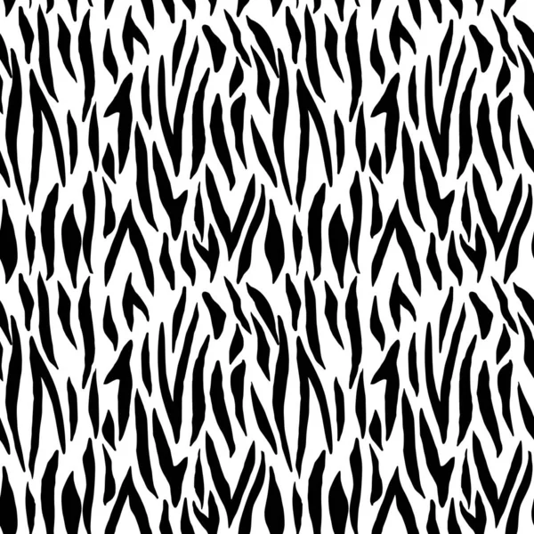 Monohcrome Zebra Seamless Pattern Abstract Leather Strips Exotic Print Black — Stock Vector