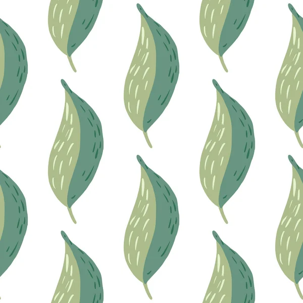 Vereinzelte Botanische Muster Mit Grünen Abstrakten Blättern Weißer Hintergrund Natur — Stockvektor
