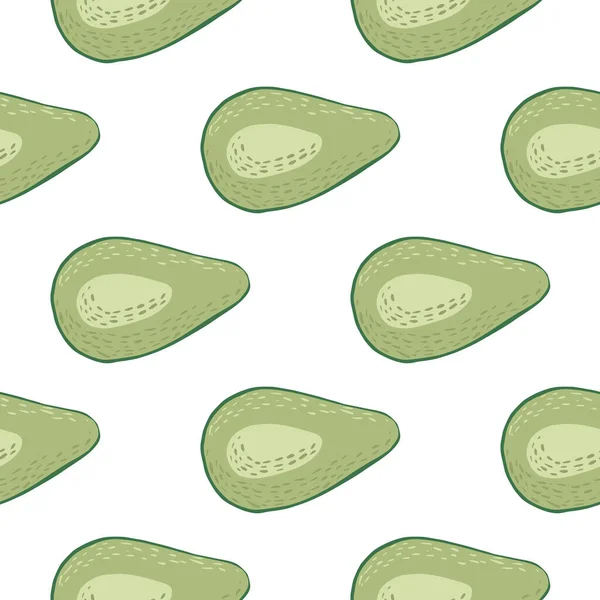 Isolated Cartoon Seamless Pattern Doodle Avocado Ornament Green Breakfast Food — Stock Vector