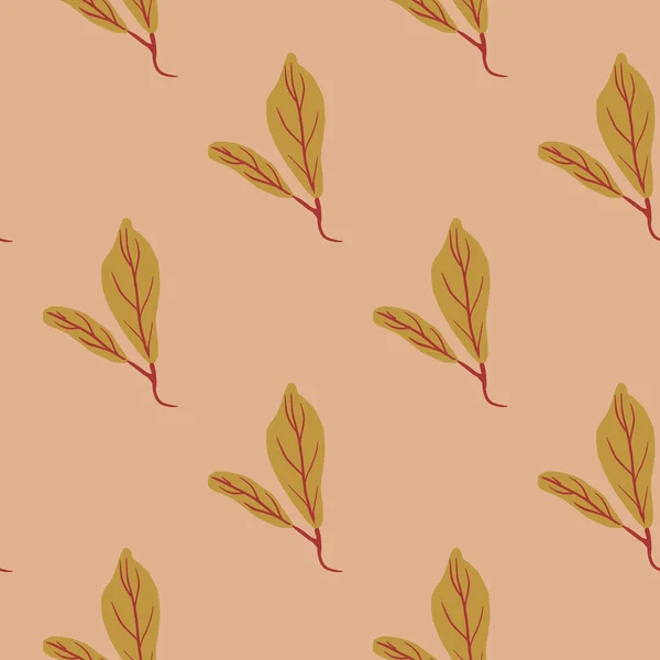 Herbstnahtloses Muster Mit Orangefarbenen Blättern Laubschmuck Auf Rosa Blassem Hintergrund — Stockvektor