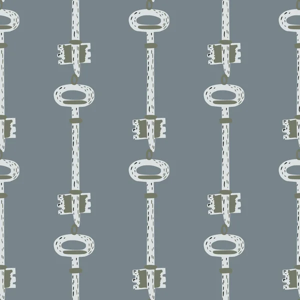 Nahtloses Grafisches Muster Mit Stilisierten Vintage Schlüsselsilhouetten Leichtes Ornament Auf — Stockvektor