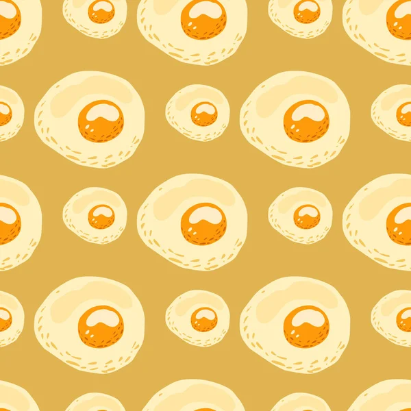 Oeuf Motif Sans Couture Avec Omelette Petit Déjeuner Ornement Dessins — Image vectorielle