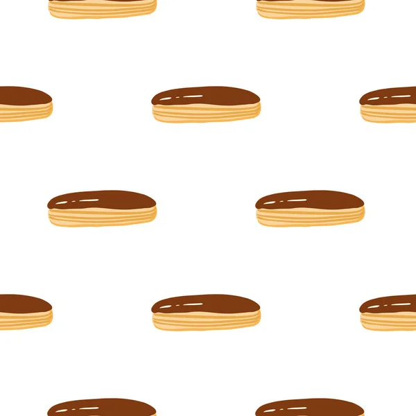 Modèle Isolé Boulangerie Sans Couture Avec Silhouettes Eclair Doodle Ornement — Image vectorielle