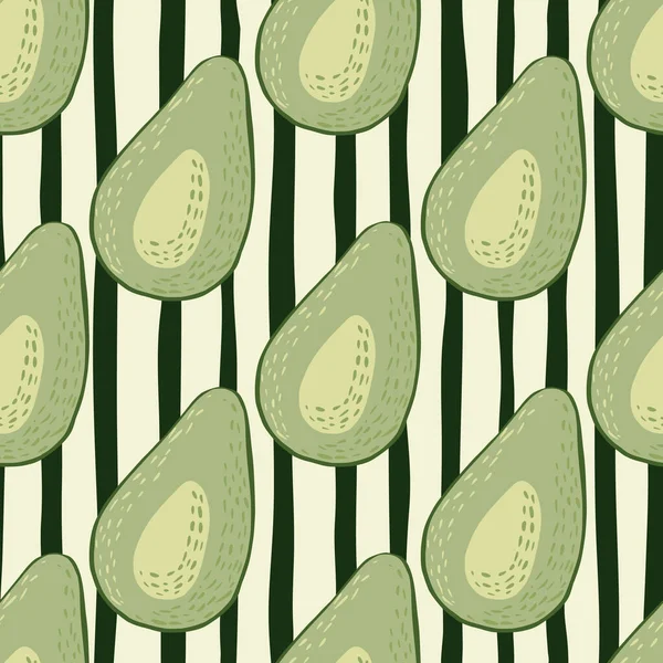 Motivo Senza Cuciture Sagome Avocado Verde Chiaro Linee Bianco Nero — Vettoriale Stock
