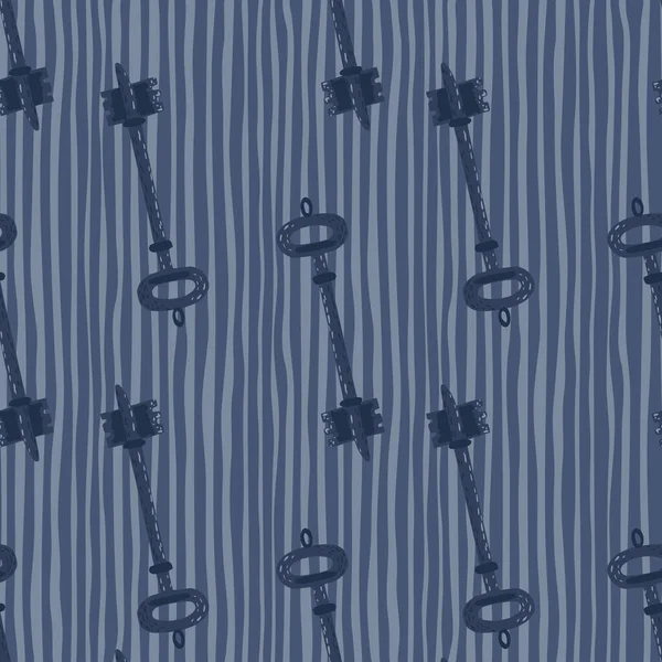 青い色のパレットとスタイル化された秘密のシームレスキーパターン 背景を剥ぎ取られたドアの要素 ヴィンテージの背景 包装紙 ファブリックプリント用 ベクターイラスト — ストックベクタ