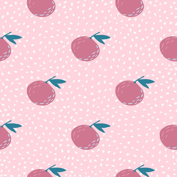 Φωτεινό Καλοκαίρι Απρόσκοπτη Μοτίβο Doodle Ροζ Χρωματιστά Μανταρίνια Στολίδι Ανοιχτό — Διανυσματικό Αρχείο