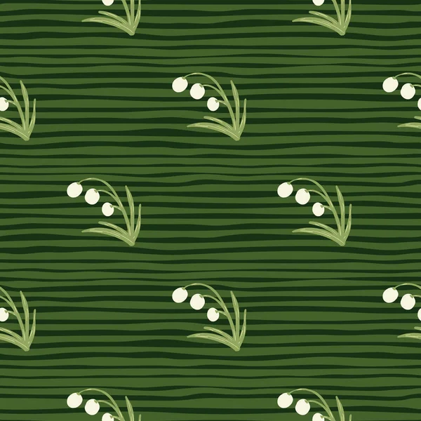 Μινιμαλιστικό Μοτίβο Χωρίς Ραφή Λευκά Μούρα Δάσους Πράσινο Χρώμα Απογυμνωμένο — Διανυσματικό Αρχείο