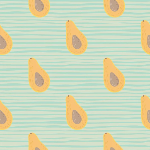 Simple Avocat Orange Demi Formes Motif Sans Couture Fond Bleu — Image vectorielle