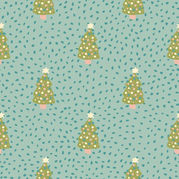 Patrón Sin Costuras Estilizado Con Estampado Vacaciones Juguete Árbol Navidad — Vector de stock