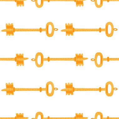 İzole edilmiş karalamalar, altın anahtarlarla süslenmiş kusursuz gizlilik kalıpları. Beyaz arka planda Victoria tarzı siluetler. Duvar kağıdı, tekstil, ambalaj kağıdı ve kumaş baskısı için tasarlanmış. Vektör illüstrasyonu.