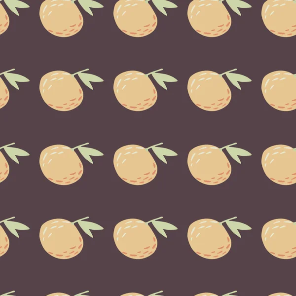 Citrus Fruit Seamless Pattern Doodle Mandarin Ornament Orange Shapes Brown — Stock Vector