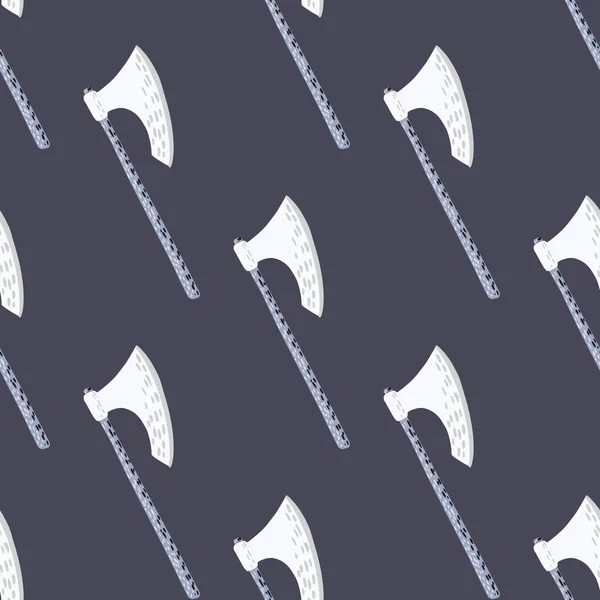最小限のシームレスなスカンジナビアのパターンは バイキングのハチェットの装飾と ネイビーブルーの背景にホワイトの中世の斧プリント ファブリックデザイン テキスタイルプリント ラッピング カバー用に設計されています ベクターイラスト — ストックベクタ