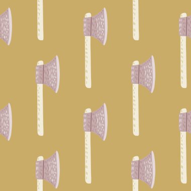 Viking baltası siluetleri kusursuz karalama tarayıcı desenleri. Ocher 'ın geçmişi. Silah tarihi çalışmaları pastel tonlarda. Kumaş tasarımı, tekstil baskısı, ambalaj ve kapak için tasarlandı. Vektör illüstrasyonu.