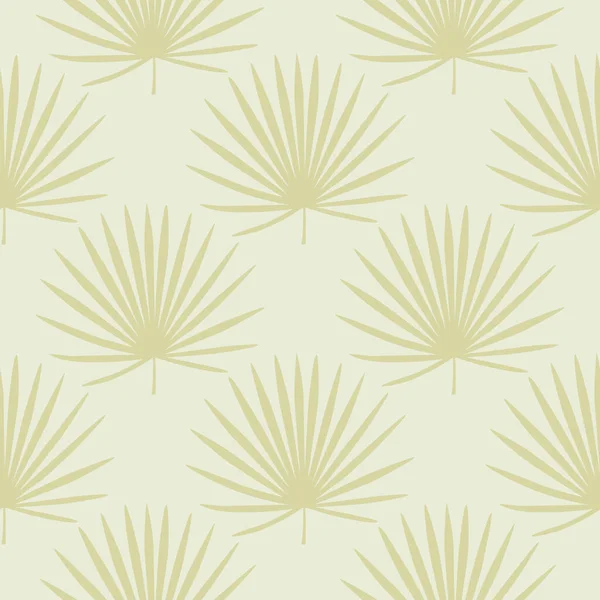 Tropisches Nahtloses Pastellmuster Mit Gelben Fächerpalmenblättern Heller Hintergrund Mit Einfachem — Stockvektor