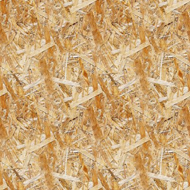 Preslenmiş ahşap taleşasyonun dikişsiz dokusu. Yonga levha yakın, arka plan boş, sorunsuz kare.