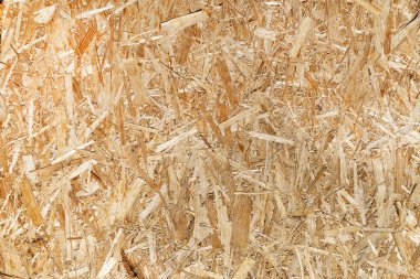 Yonga levha closeup, arka plan boş. Preslenmiş ahşap talışdoku. Basının altında tahta talaş. Similiar