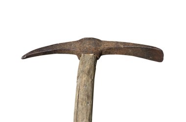 Beyaz arka planda izole kazma. Taş ve IR çıkarılması