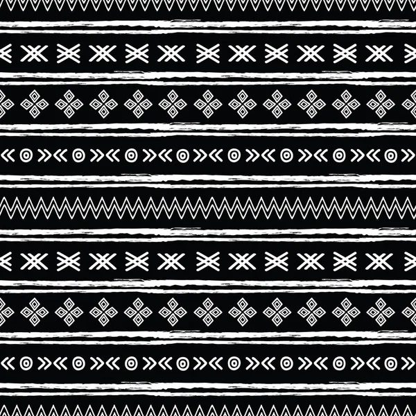 Tribal schwarz-weiß nahtlose Wiederholung Muster — Stockvektor