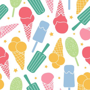 Şirin dondurma ve yıldız seamless modeli