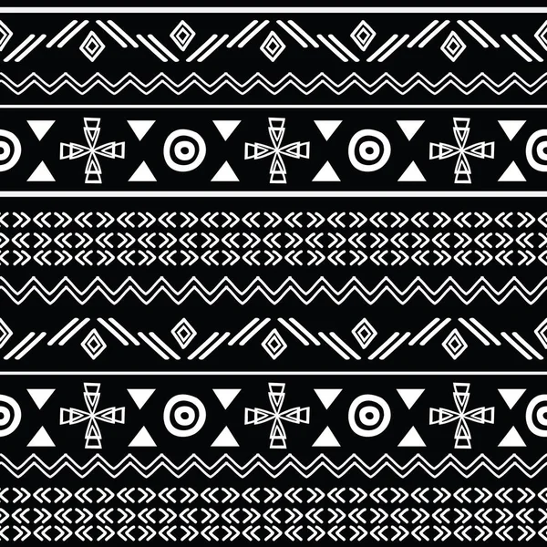 Patrón tribal de repetición transparente en blanco y negro — Archivo Imágenes Vectoriales