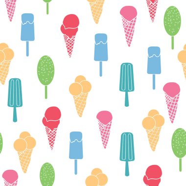 Eğlenceli dondurma ve yıldız seamless modeli
