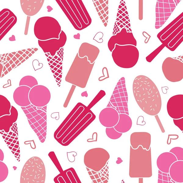 Helado rosa y estrellas patrón sin costuras — Archivo Imágenes Vectoriales