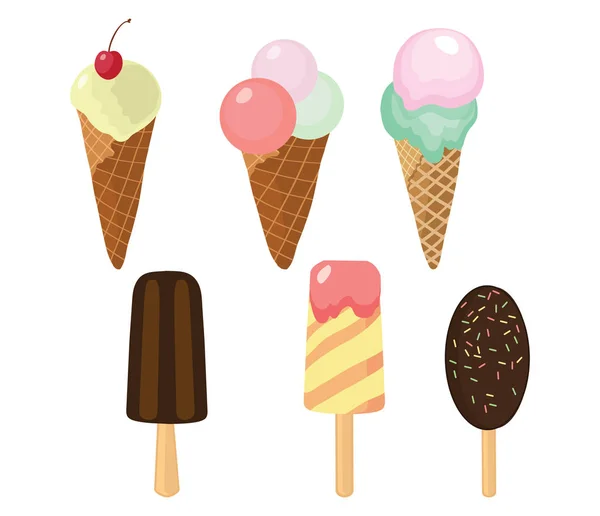 Conjunto de iconos lindo helado vector . — Archivo Imágenes Vectoriales
