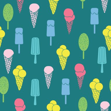 Renkli dondurma ve yıldız seamless modeli