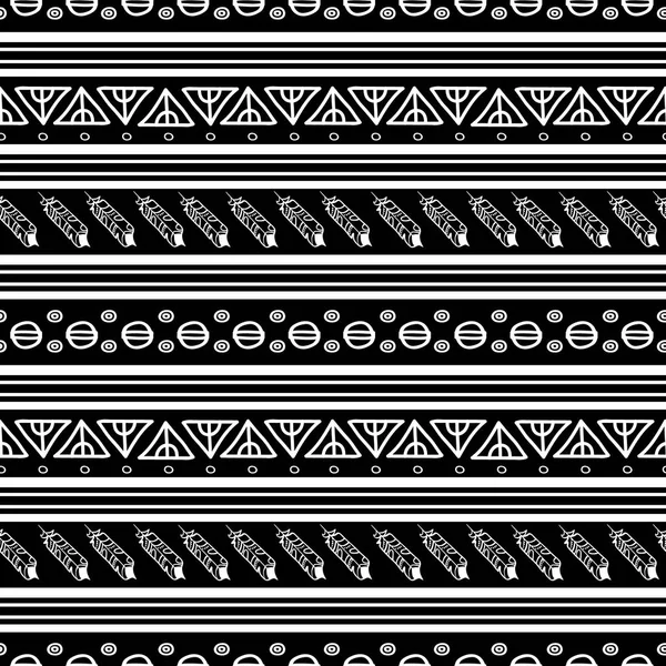 Ikat blanco y negro patrón inconsútil tribal — Archivo Imágenes Vectoriales