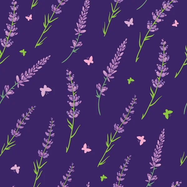 紫のラベンダーの繰り返しパターン デザイン. — ストックベクタ