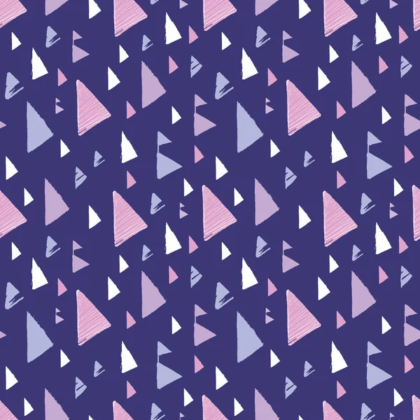 Purple pink tribal triangles repeat pattern design — Stock Vector